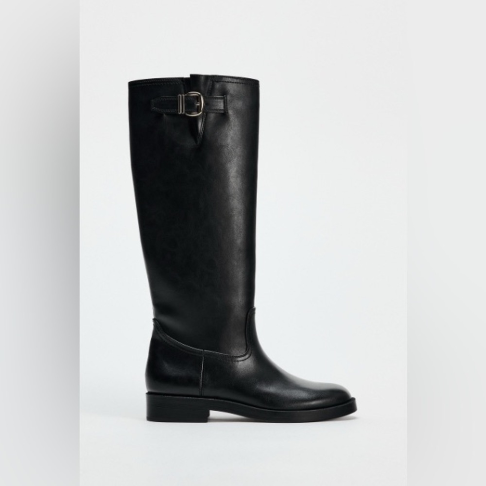 Zara Buckled Knee-High Boots NWT